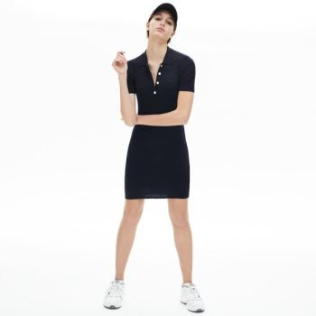 Lacoste Knit Polo Dress Dámské - Šaty Tmavě Blankyt Blankyt | CZ-1sFA0Q